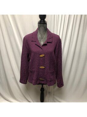 Produce Company Jacket Womens Size Medium Purple Textured Cotton Lagenlook USA